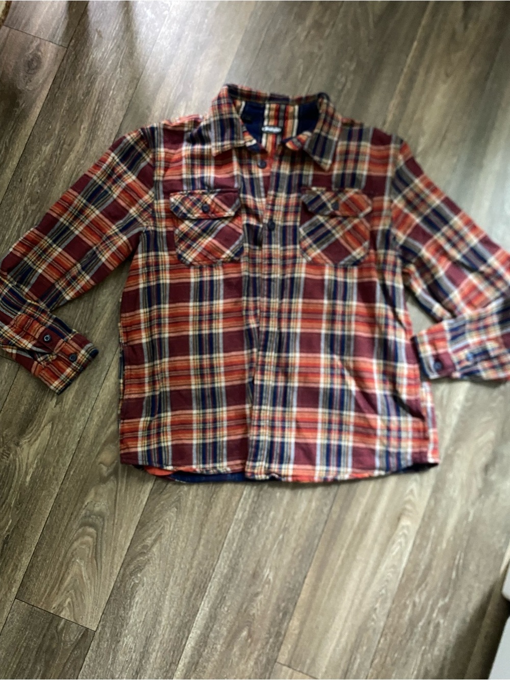 Mens Plaid Buffalo Button-Up Shirt - Red & Navy